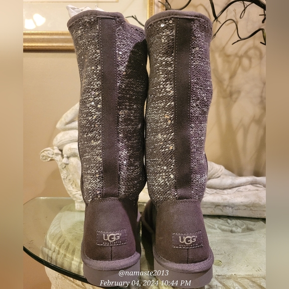 Ugg Camaya Metalic Suede Sequin Knit Boot Designer Shearling Winter Boot #712 - Picture 6 of 17